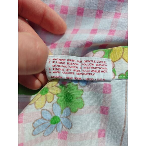 Vintage Cannon Monticello Floral Patchwork Flat Sheet Twin Size No Iron Muslin - Picture 4 of 5
